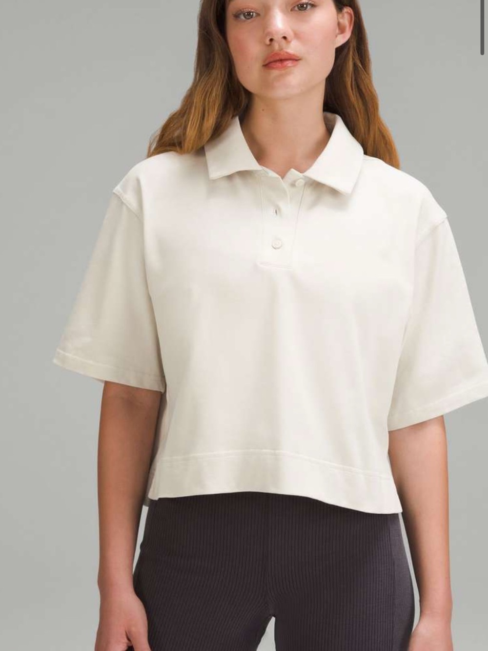Lululemon Heavyweight Cotton Short-Sleeve Polo Shirt. Bone Size 6 New